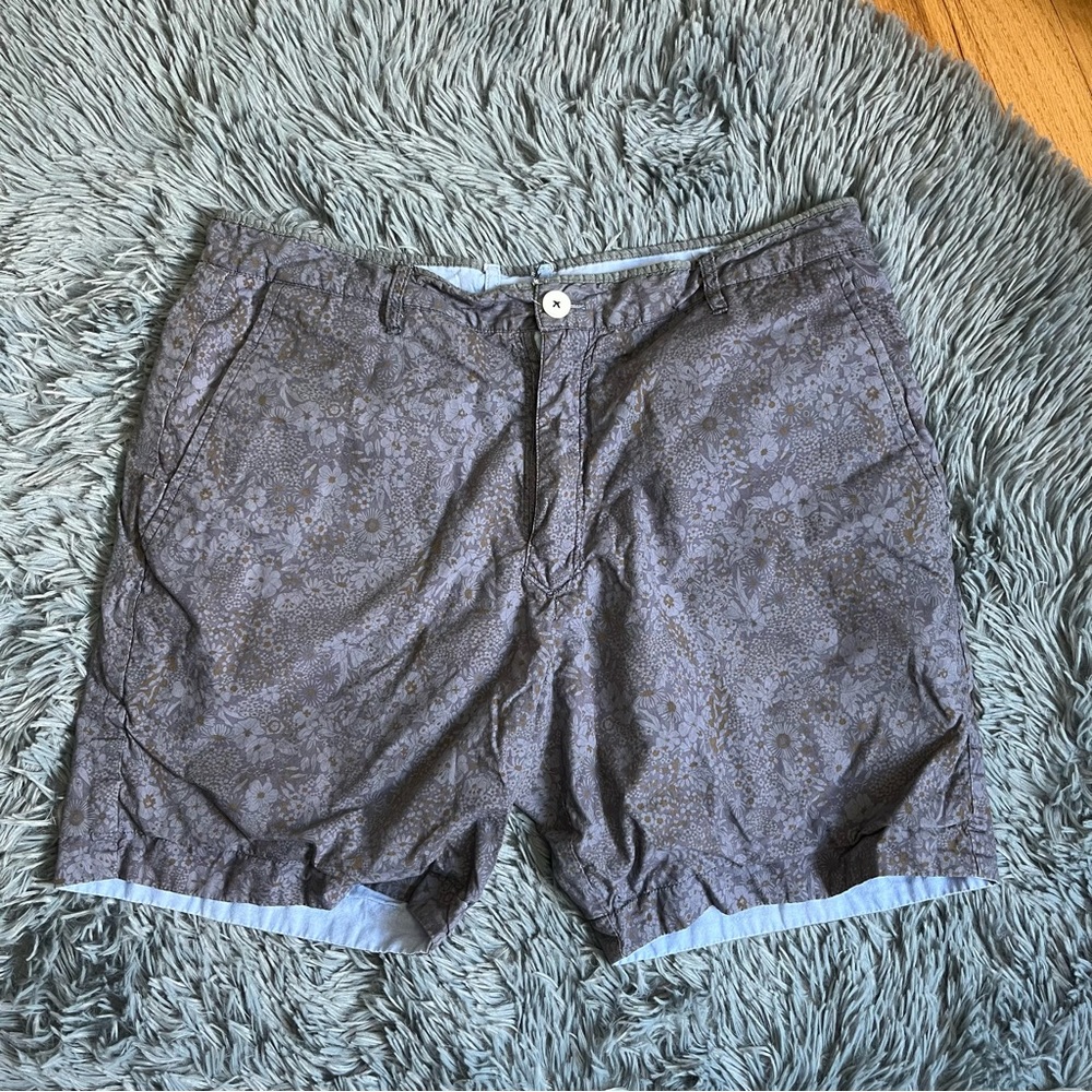 Blue Reversable Shorts with Relaxed Fit and Mid-Thigh Length